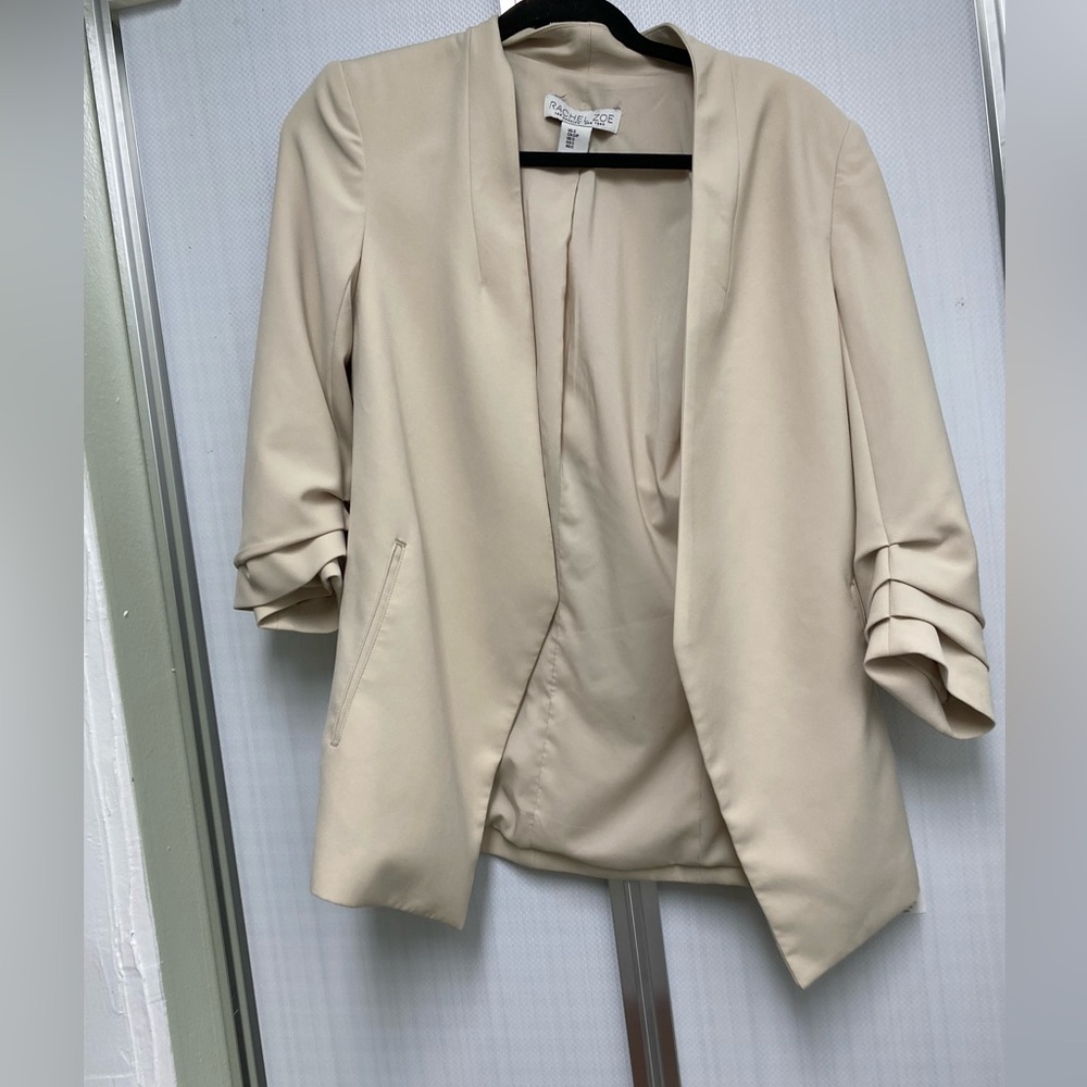 Rachel Zoe Cream Blazer with Ruched Sleeves